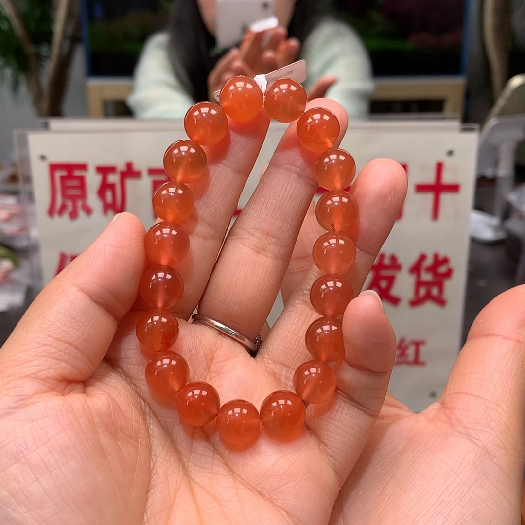 南红玛瑙10mm杨柳冰橘手串未镶嵌