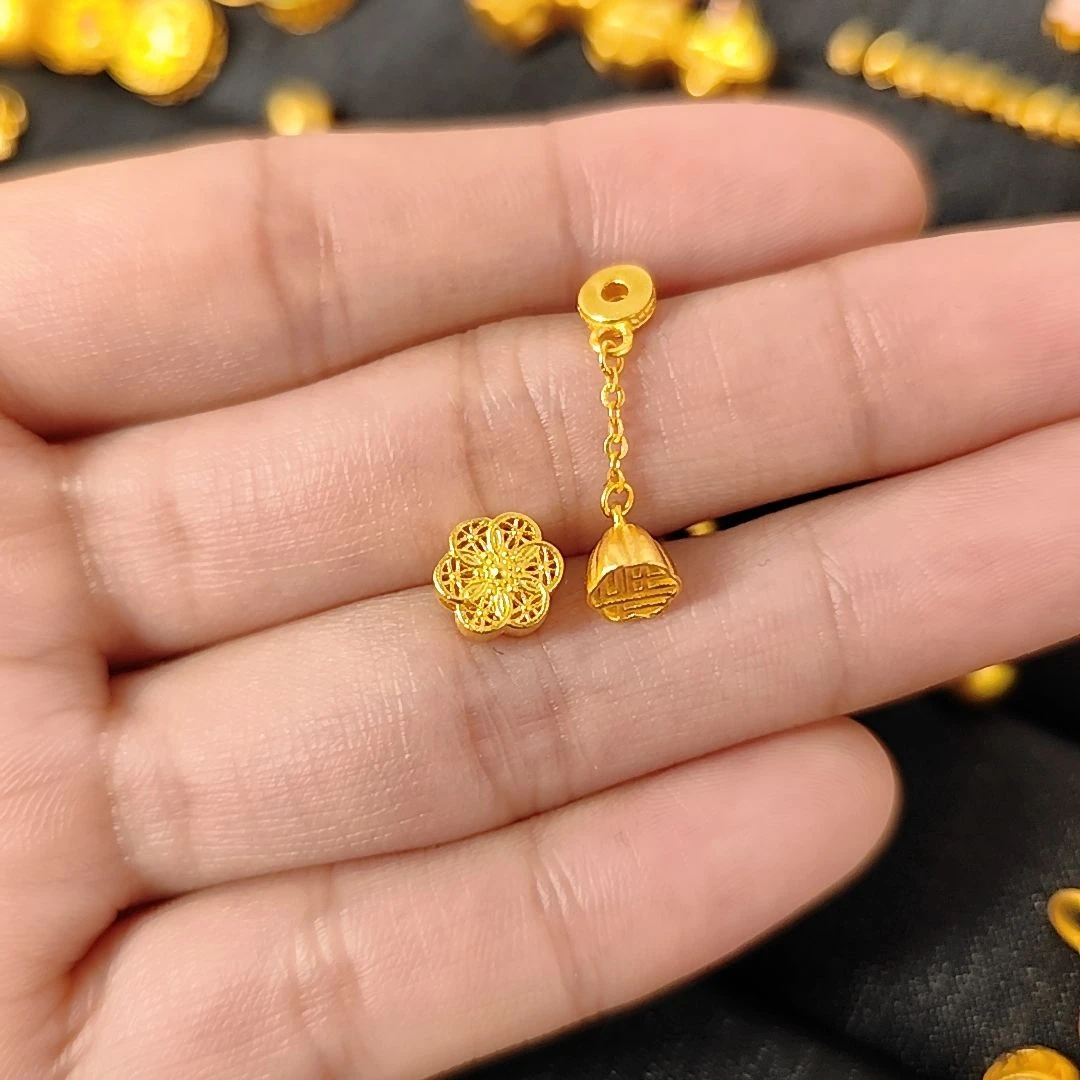 古法复古金色六相花莲蓬链子气质百搭挂坠福满莲蓬延长链DIY款.