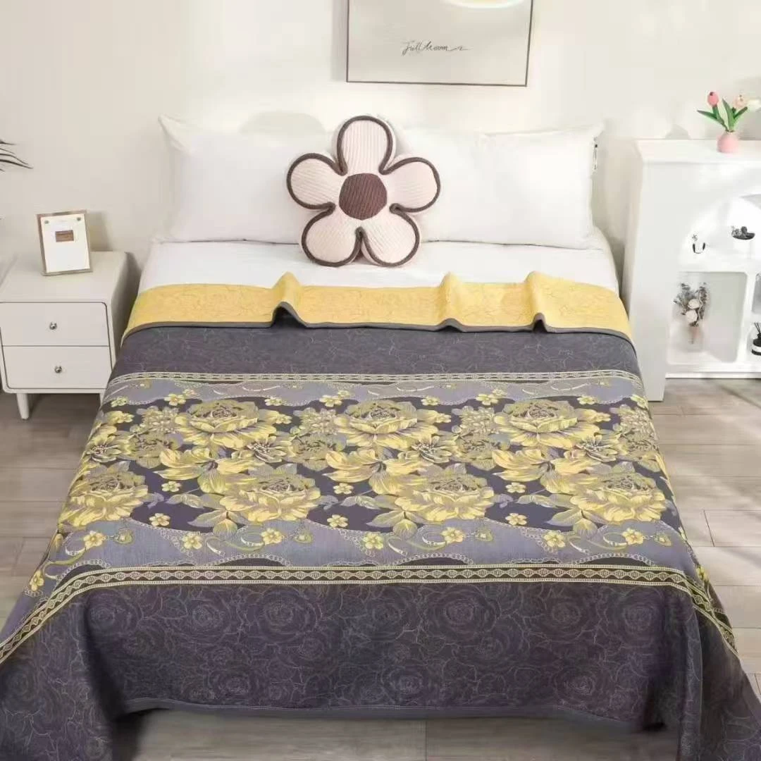 灰万花园 2.4*2.5米 天然麻高端床盖 四季通用 恒温毯外贸尾单