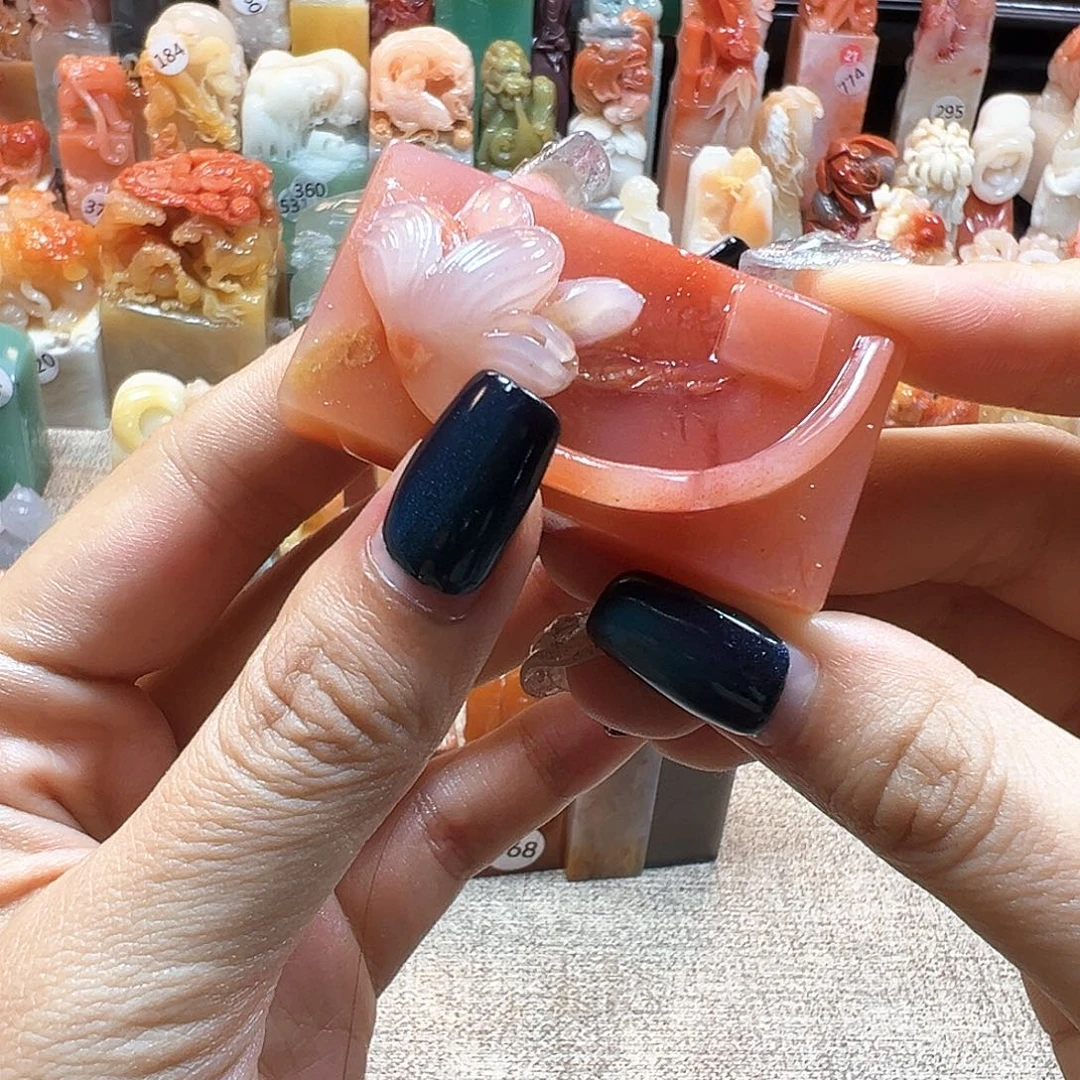 绿***花昌化石印石寿山石雕刻