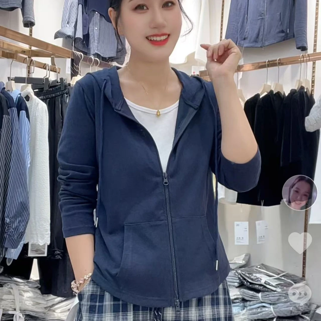 秋季新款女装假两件连帽双拉链显瘦长袖百搭休闲时尚上衣2505宽松