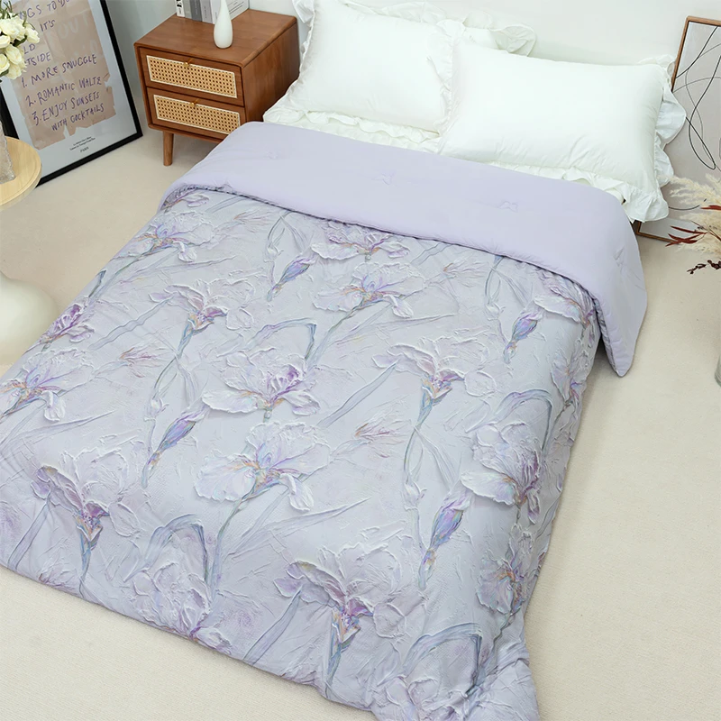 【冬被-花境栖眠-紫】法式花卉羽零绒保暖被