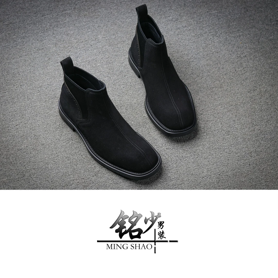 【935】男士经典百搭时尚复古休闲切尔西靴英伦风高帮简约舒适潮流