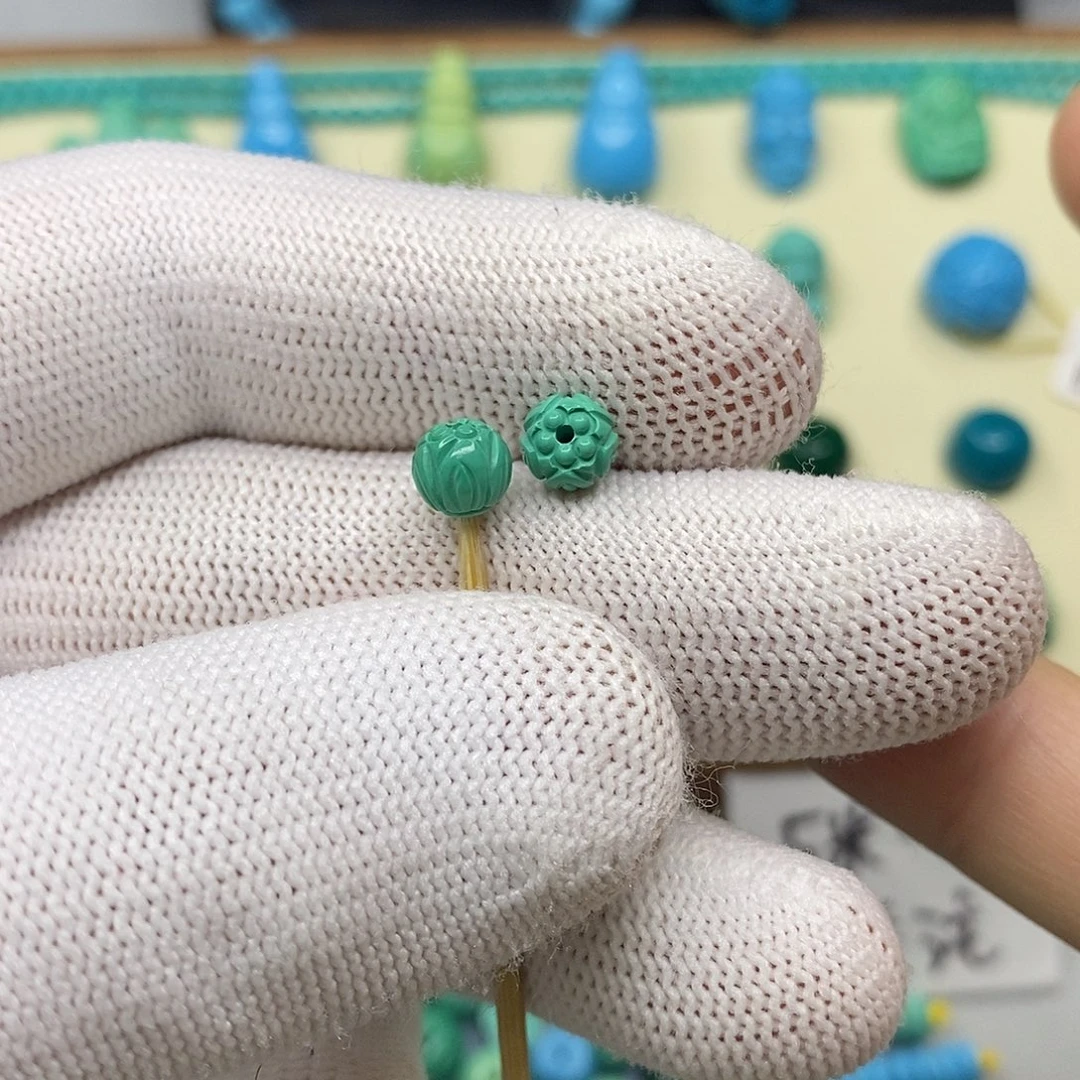 卡6mm莲花珠高瓷绿色