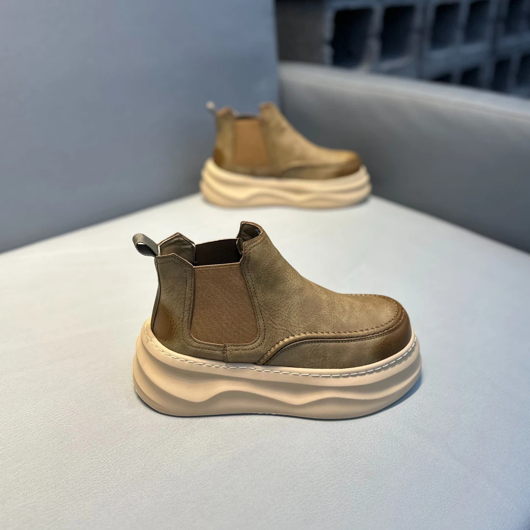 冬季厚底一脚蹬男士加绒雪地靴时尚潮流切尔靴舒适百搭网红马丁靴