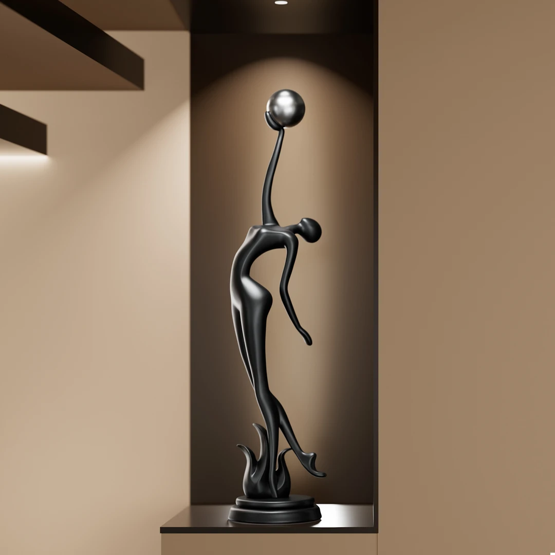 意式极简摆件轻奢高级感小众客厅玄关竖高装饰抽象艺术人物工艺品