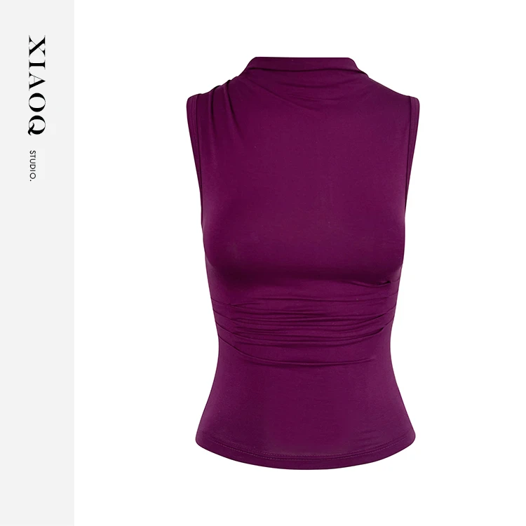 【小Q家】54540纯欲性感高领收腰背心T