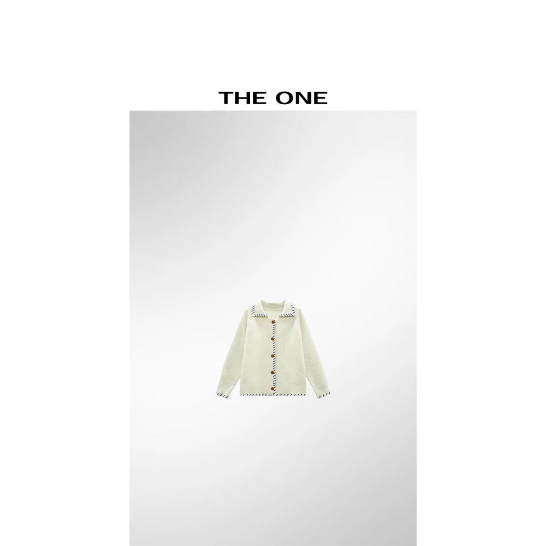 【AZE JIA】海岛来信 春夏绵羊毛撞色开衫毛衣SY50101M1