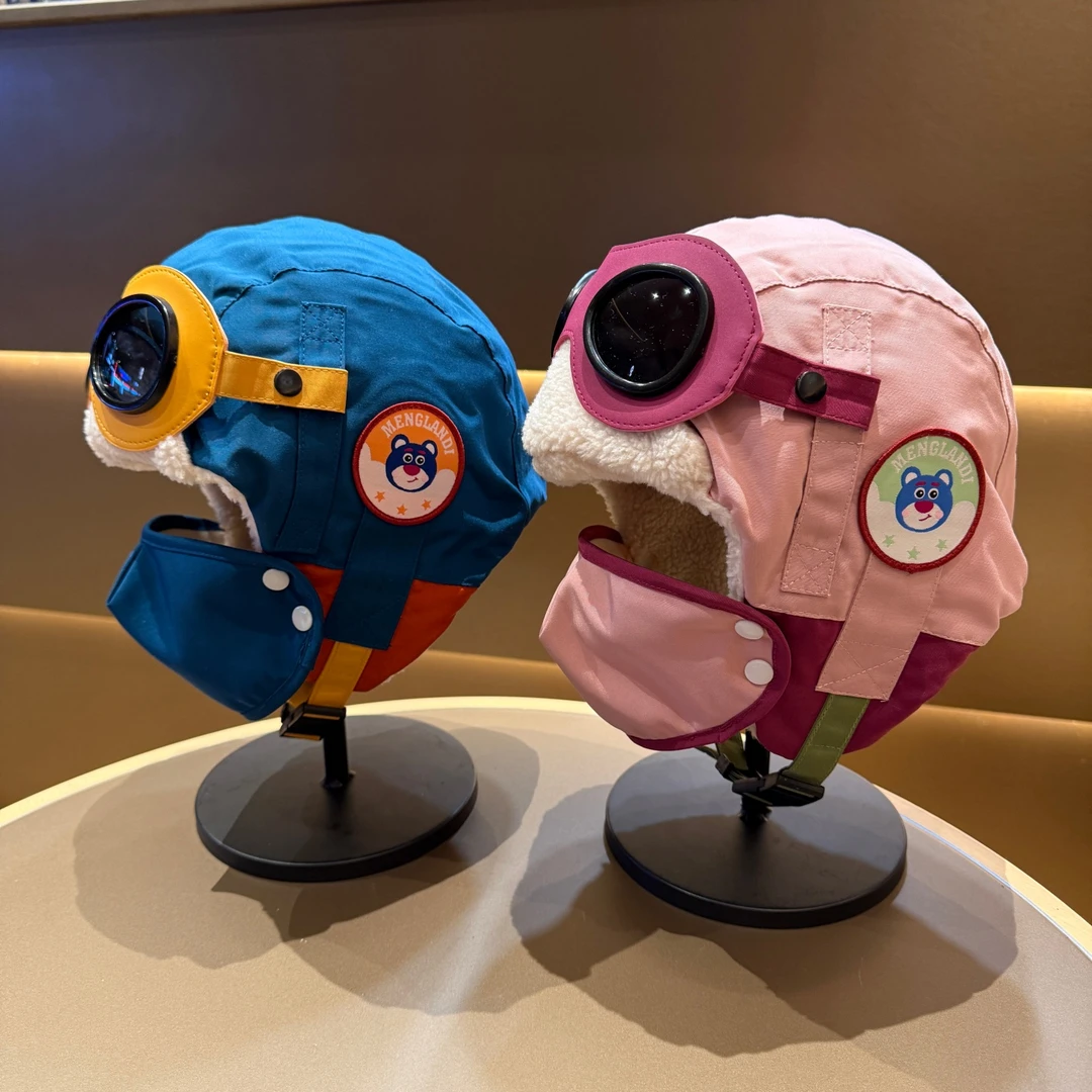 儿童飞行员帽子冬季男童女孩护耳雷锋帽宝宝保暖口罩防风防寒加厚