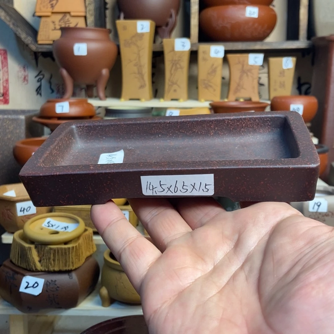 紫砂花盆孙伟，内口经尺寸14.5×6.5×1.5