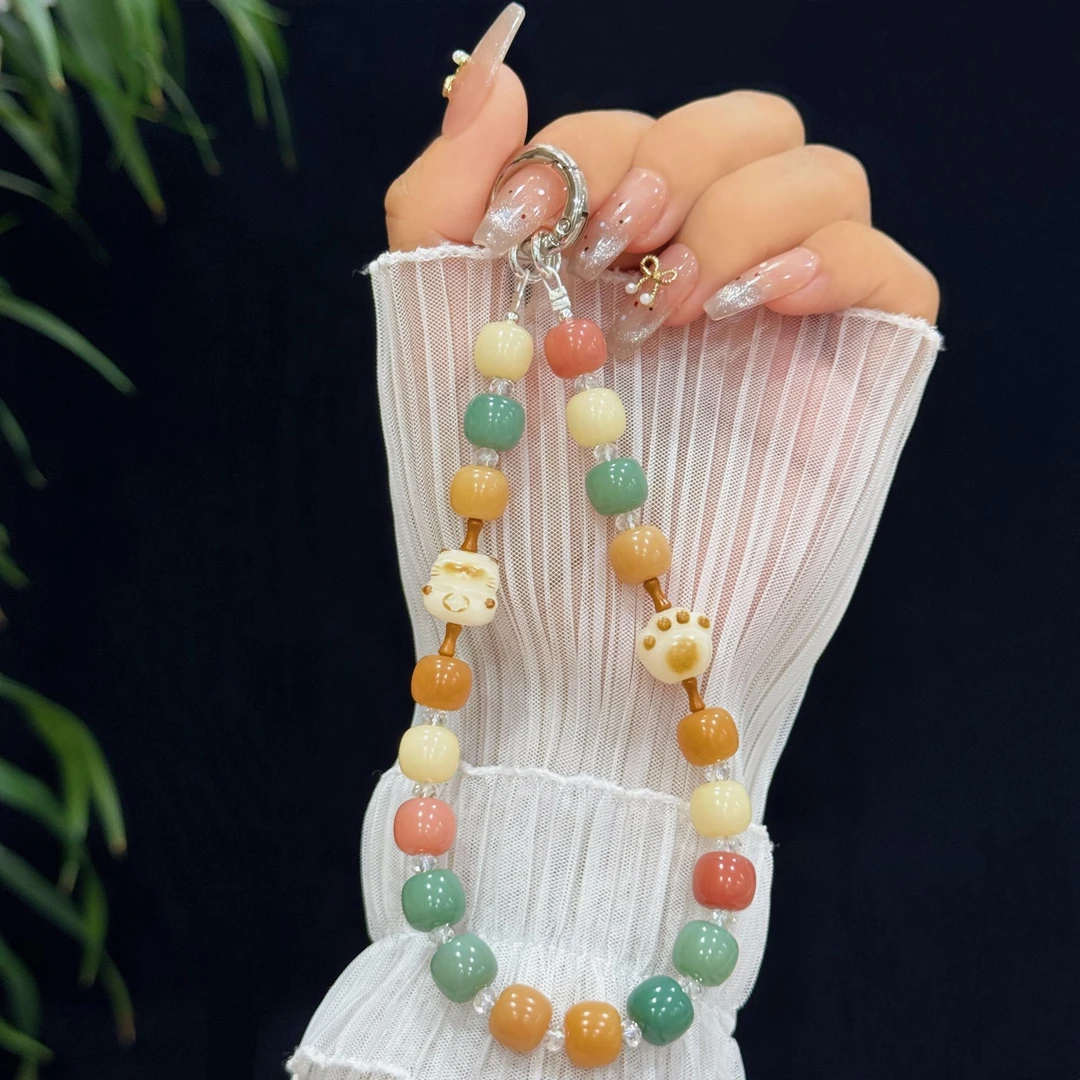 碳烧菩提猫爪手机挂绳手机链挂件可爱斜挎链女款手腕绳挂饰防丢