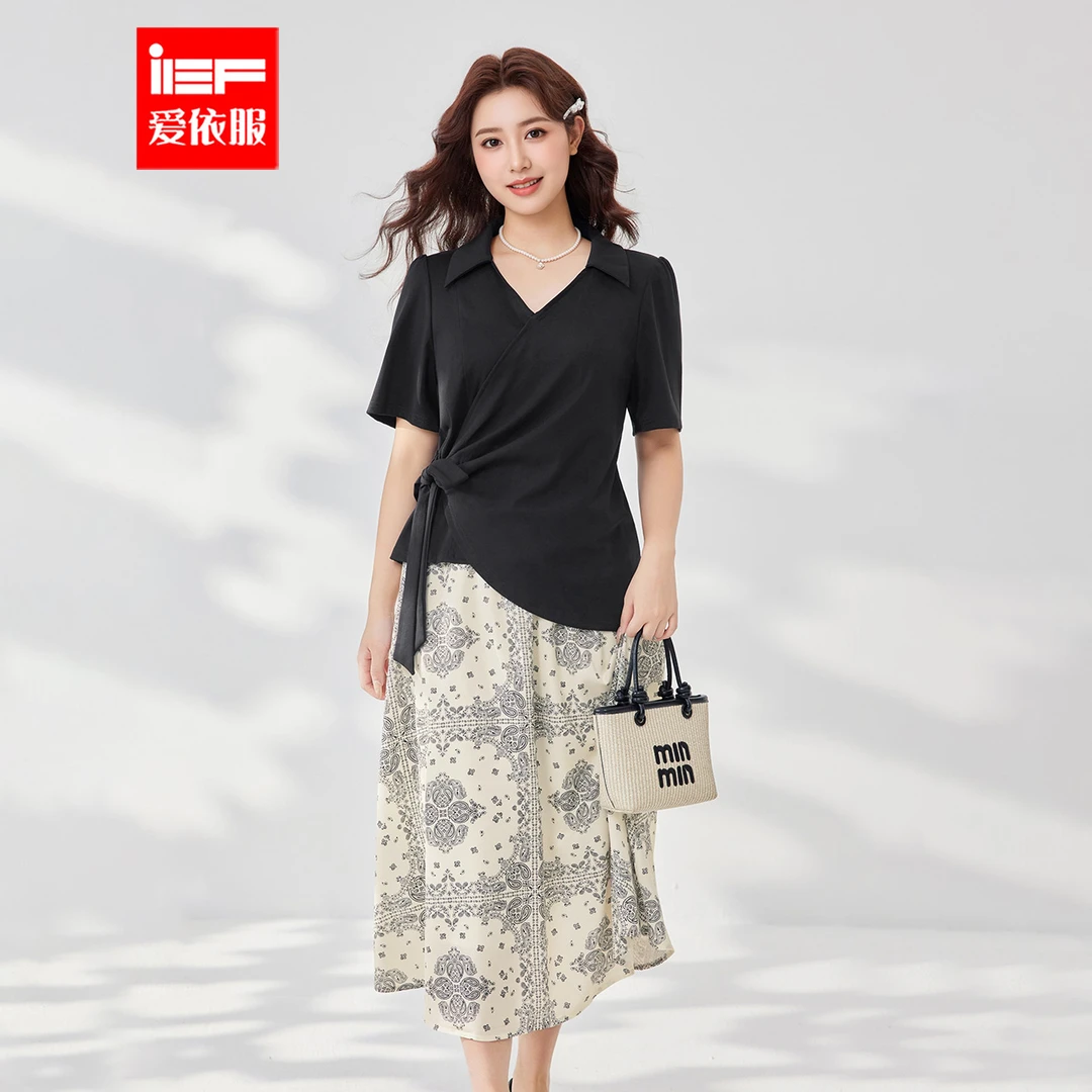 【大码定制】IEF/爱依服大码女装2025夏季韩风收腰显瘦休闲上下套裙