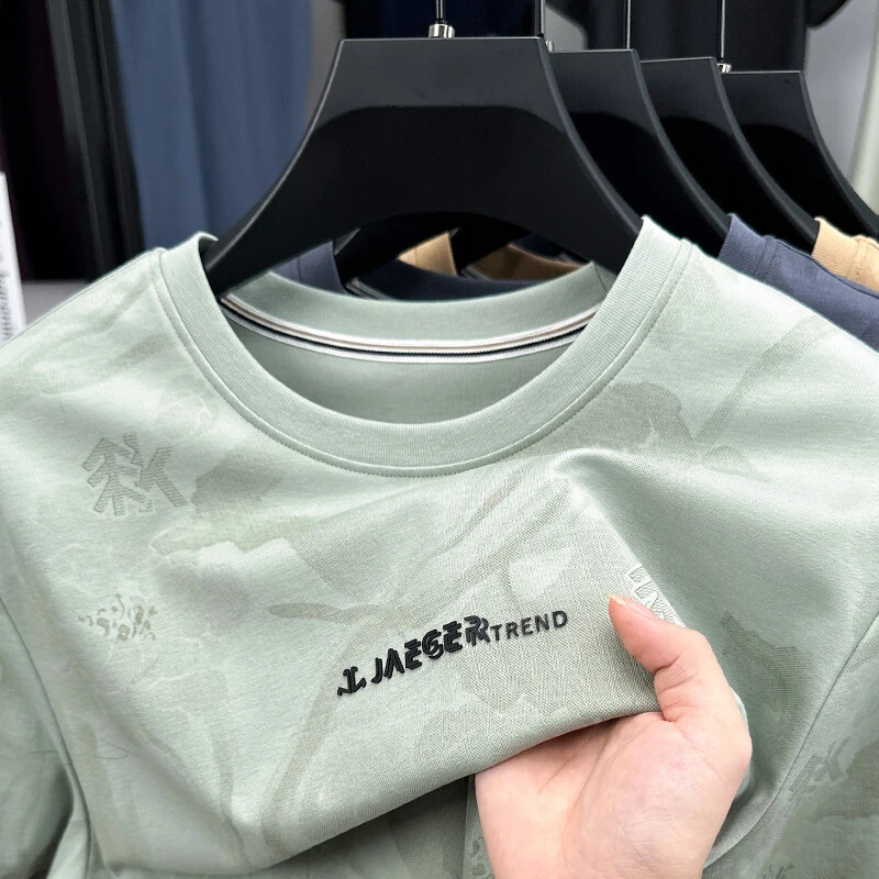 2025夏季新款男士时尚潮流欧货短袖薄款上衣迷彩半袖T恤男百搭帅