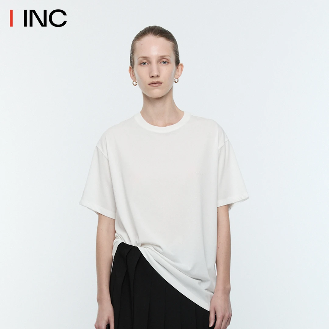 TOENN OVERSIZE迷你标志T恤女26PS秋季新款圆领短袖百搭上衣IINC