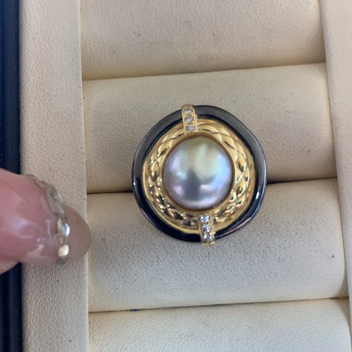 银S925镶嵌戒指海水珍珠