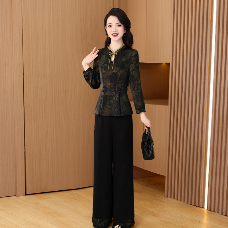 【两件套】24796梦晚春季优雅气质时尚大气休闲收腰显瘦套裤-ASJ