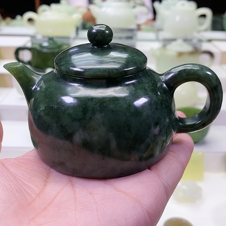 和田玉未镶嵌挂件茶壶130m l