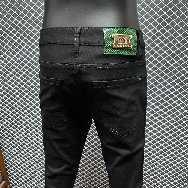 纯黑色牛仔裤男夏季薄款弹力修身显瘦男款小脚长裤子2025新款