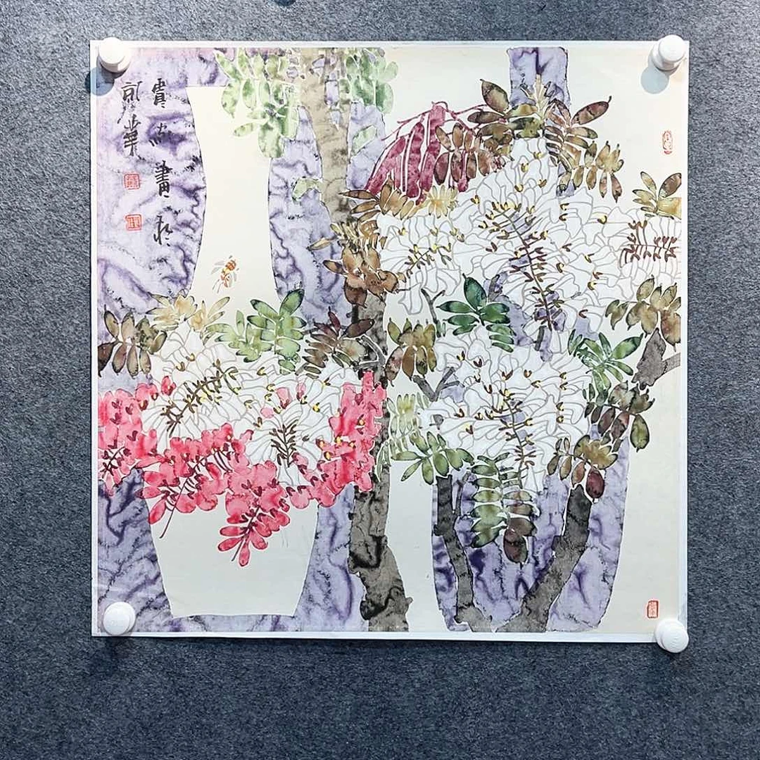 国画纯手绘画心原创