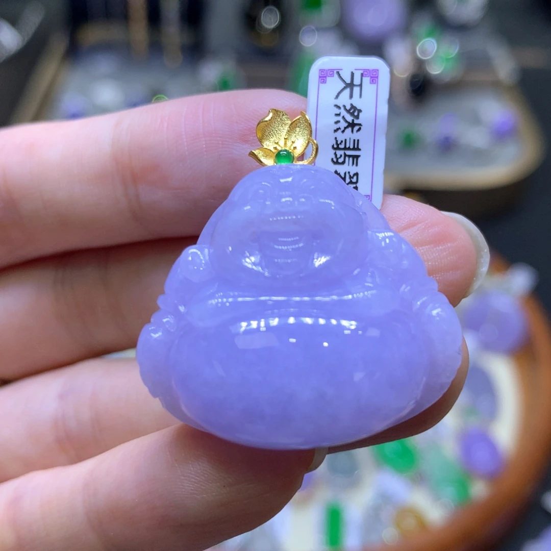 翡翠18K金镶嵌颈饰翡翠吊坠项链