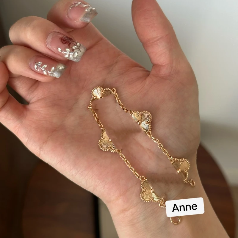 铜合金手链 经典玫瑰金色镭射五花百搭手链【S258】