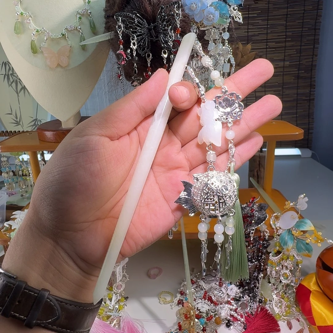 蛇纹石玉合金发饰