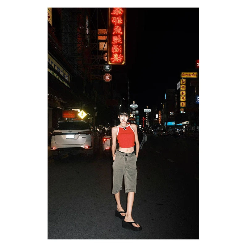 夏季新款修身显瘦穿搭小众设计感无袖圆领上衣休闲简约时尚九分裤