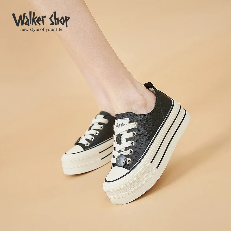 WalkerShop厚底增高板鞋女2025秋季百搭时尚女休闲运动板鞋小白鞋