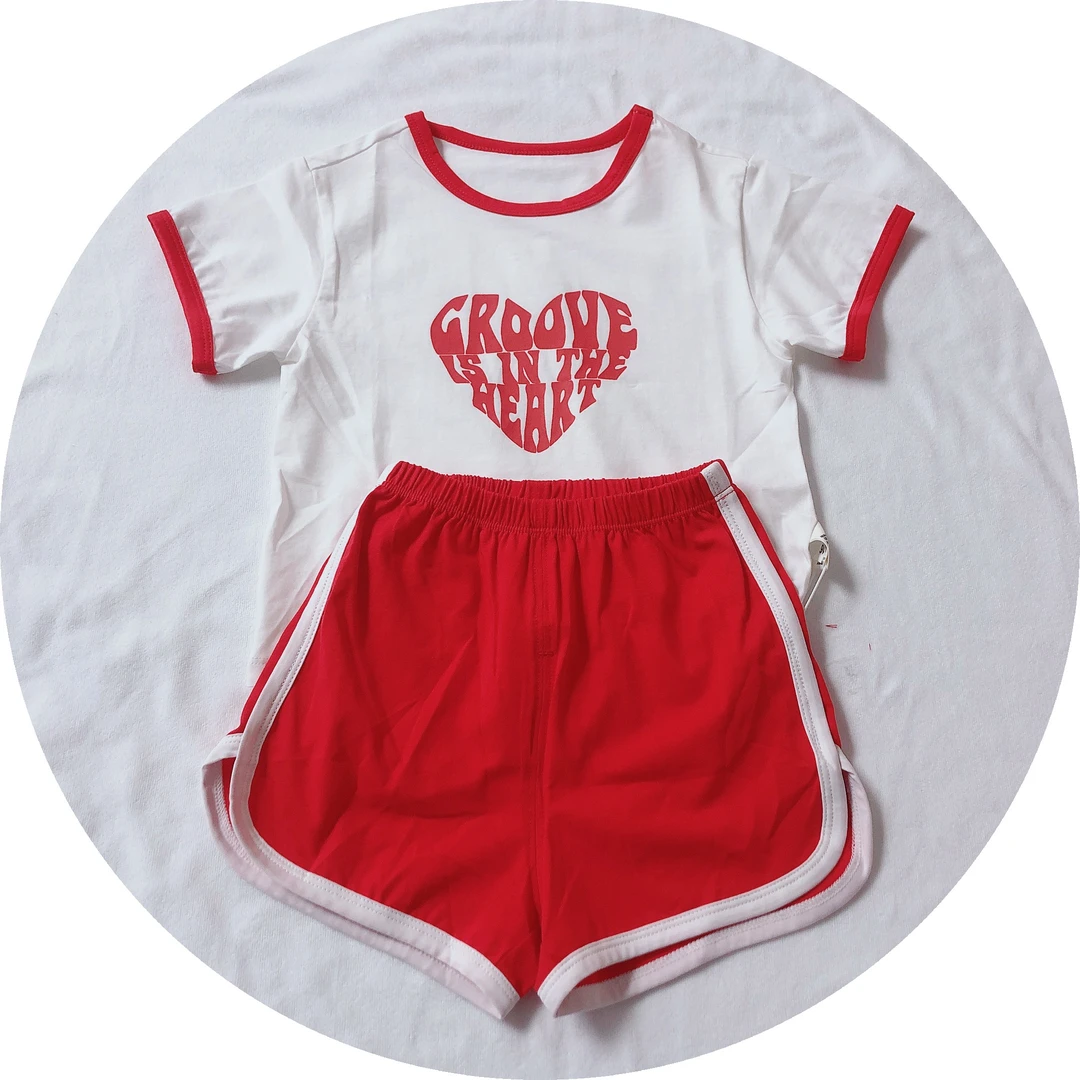 库麻儿童短袖套装