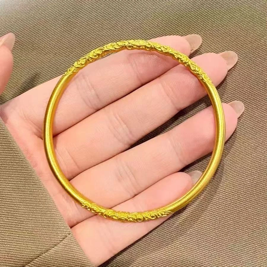 足金999古法传承卷草纹手镯CH6742