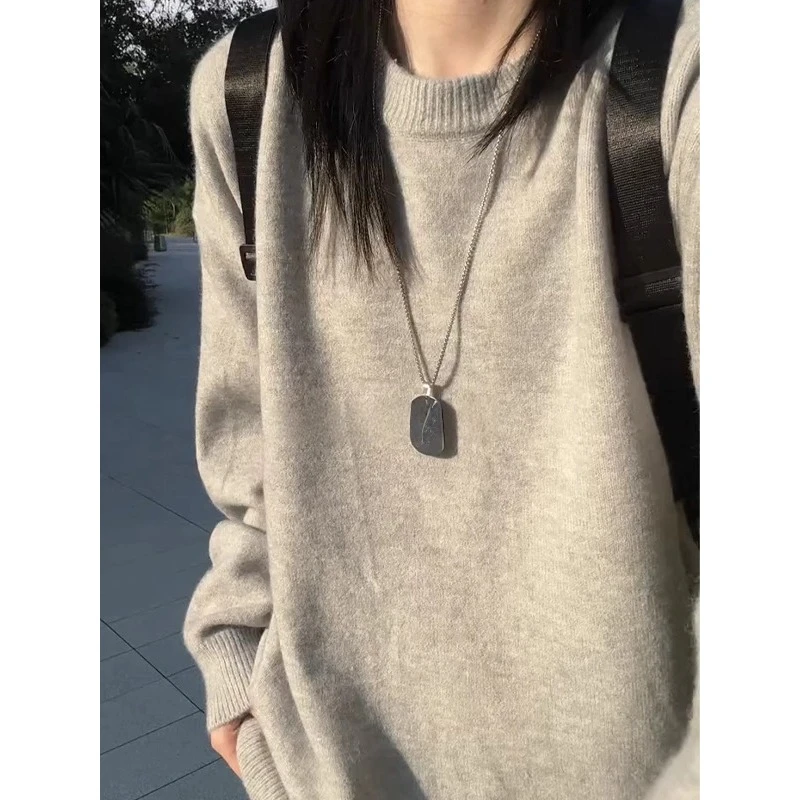 秋冬季hiphop重磅男士毛衣美式休闲风圆领简约上衣百搭时尚针织衫