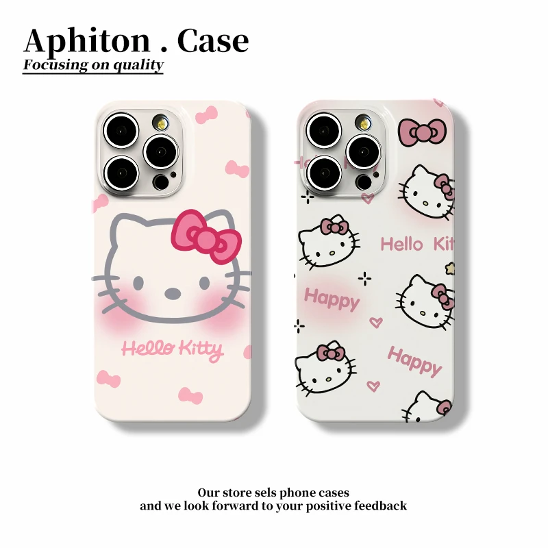 奥菲顿可爱粉晕kt猫适用iPhone16菲林手机壳华为vivo小米15oppo套