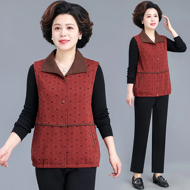 洋气显瘦妈妈装百搭上衣2025年秋冬新款韩版减龄马甲女款外套中年
