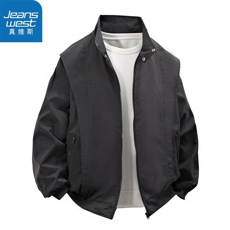 真维斯立领棉服夹克男休闲飞行员棒球服工装潮牌宽松外套春秋季潮