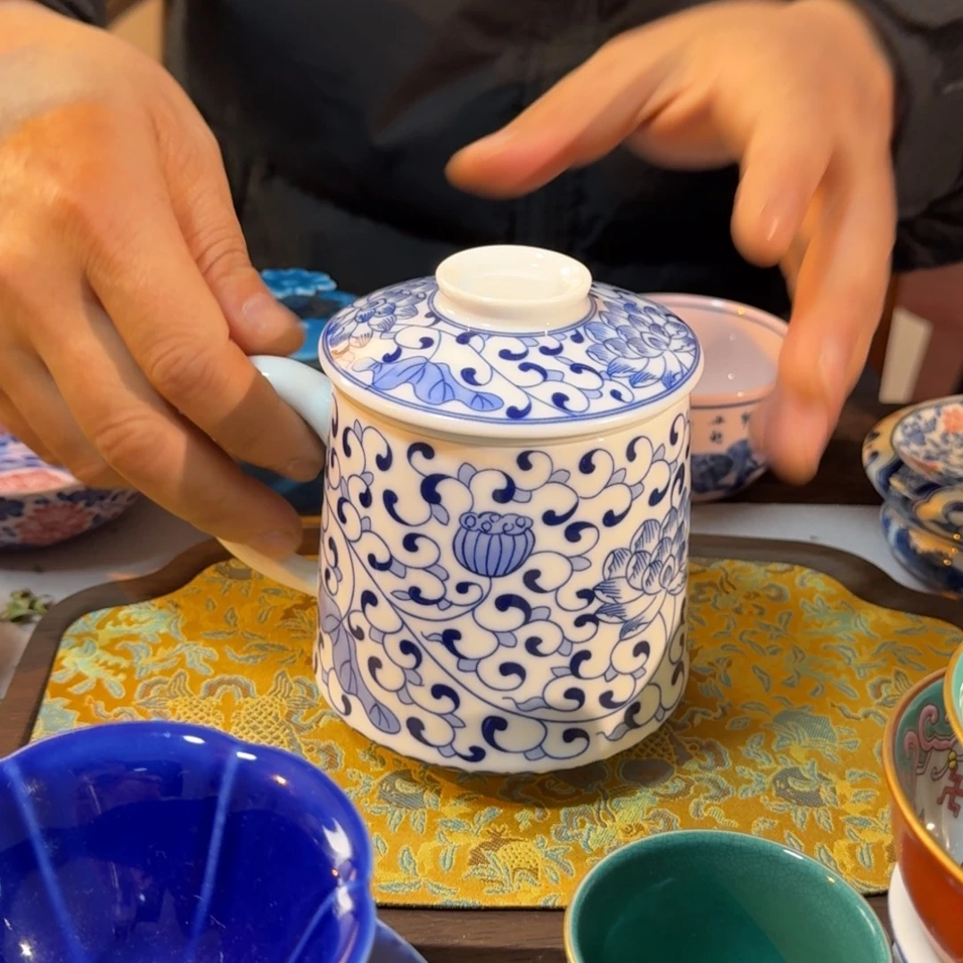 陶其他缠枝莲办公杯