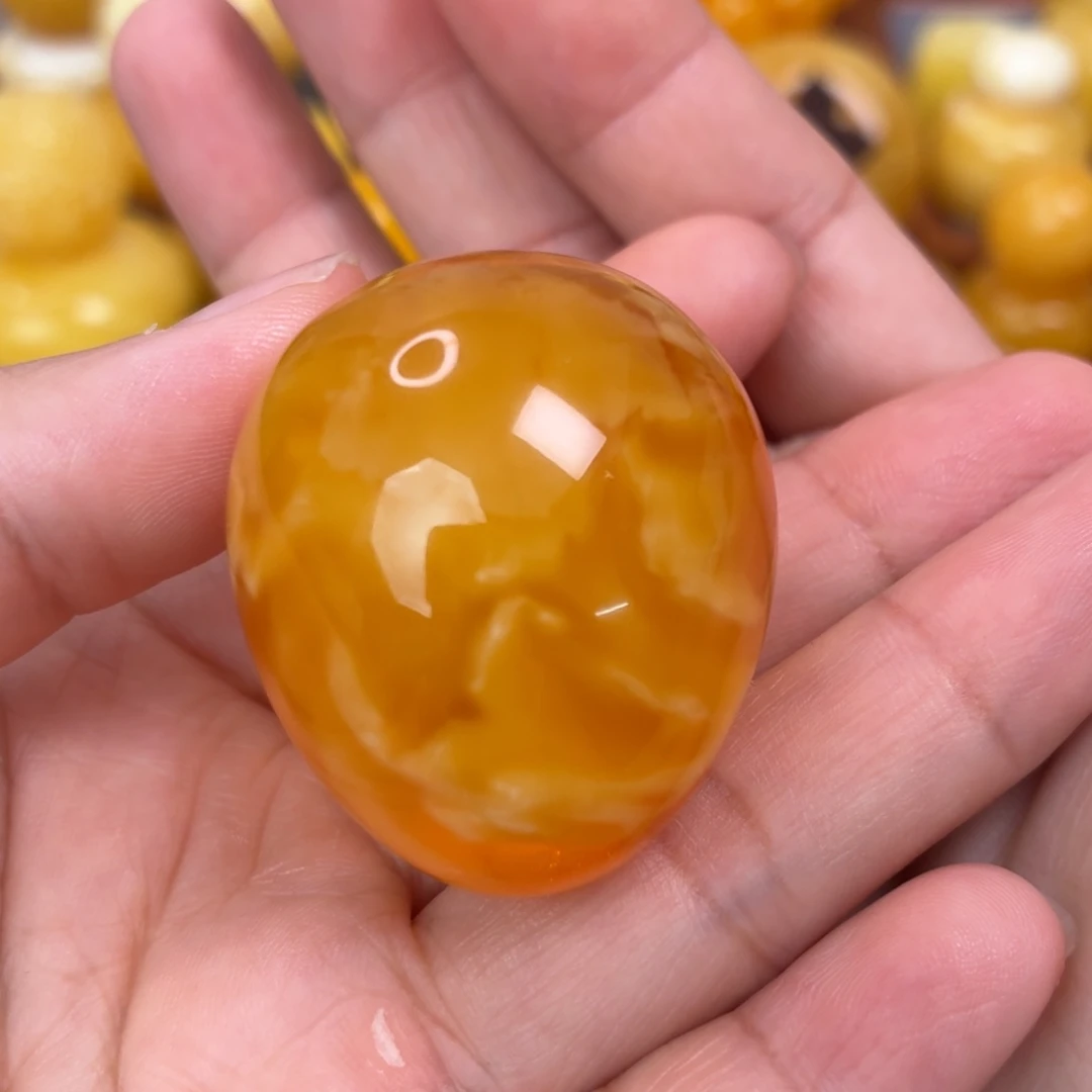 蜜蜡未镶嵌吊坠(不含链)橘橘红立体水滴