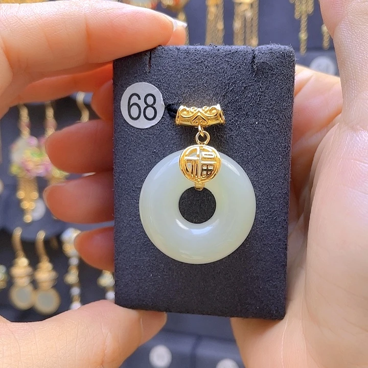 和田玉银S925镀金镶嵌颈饰