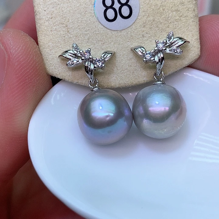银S925镶嵌耳饰淡水珍珠