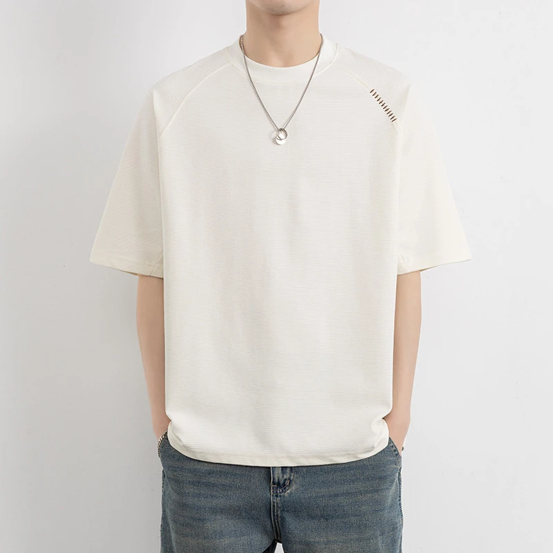 2025夏季新款男士T恤短袖潮牌宽松刺绣透气百搭夏天男生半袖T恤