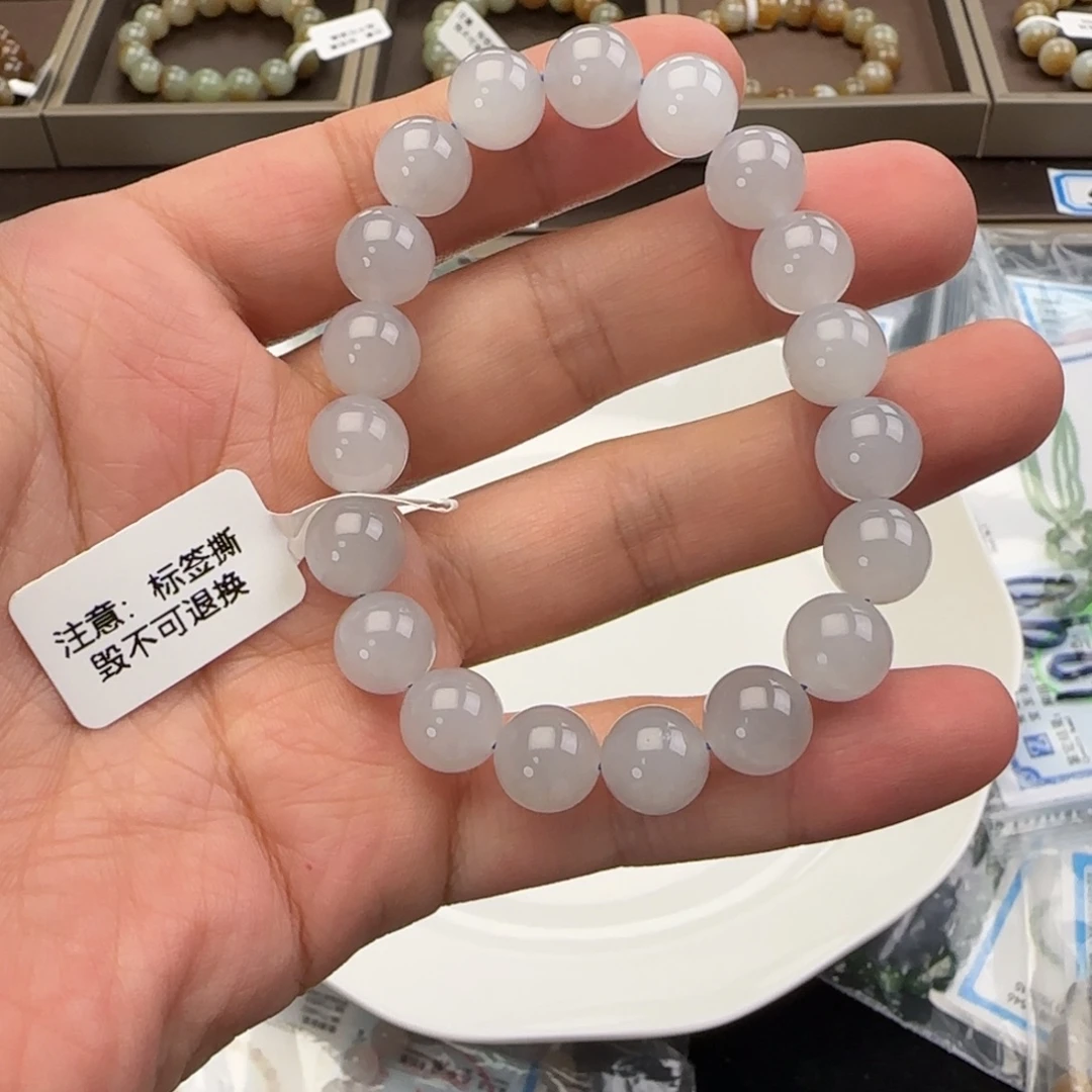 未镶嵌手链和田玉卡10冰蓝38