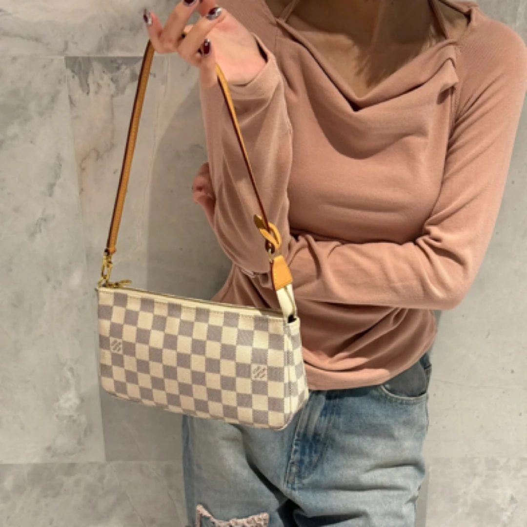 95新 LouisVuitton/路易威登 LV白棋格麻将现代款973032不刀不刀