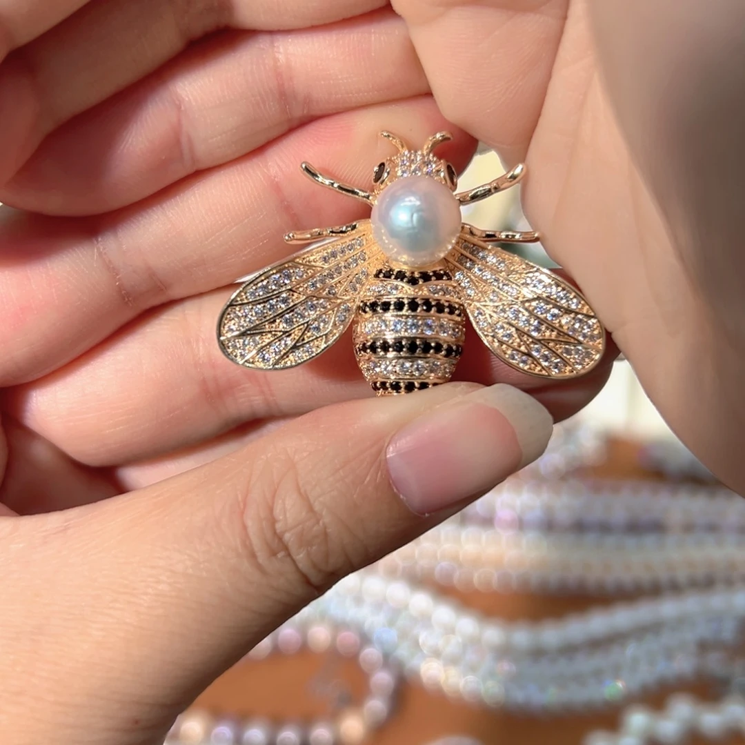 淡水珍珠合金镜面极光天然珍珠