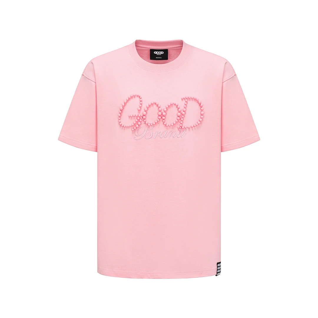 GOODBRAND 2025SS GOOD纯色珍珠logo轻奢时尚高级感短袖T恤商品图