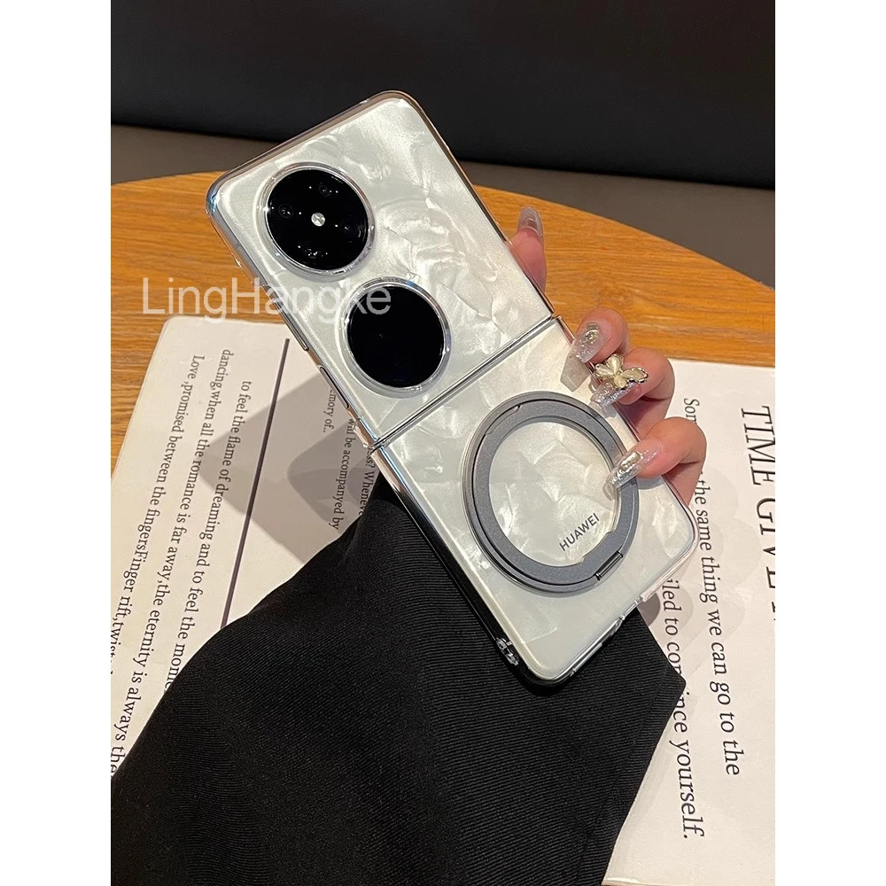 高级感适用华为Pocket2手机壳新款折叠屏透明pocket2旋转支架百搭