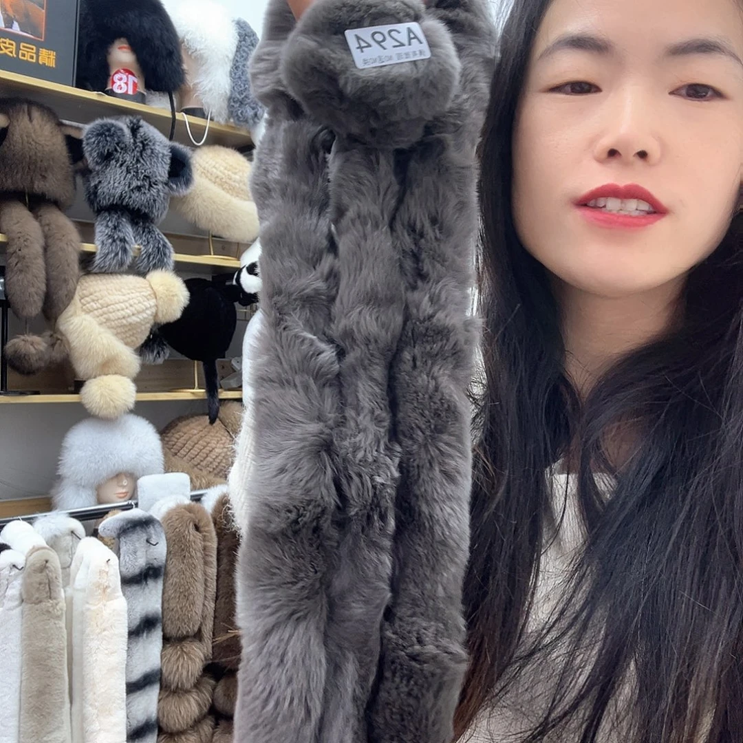 兔皮294灰色瑕疵围巾