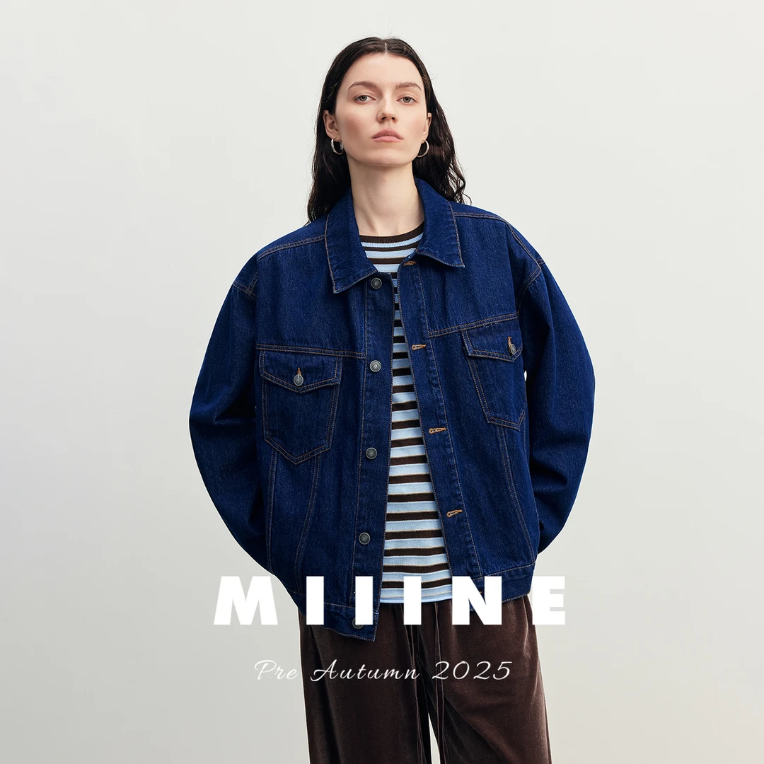 MIIINE 复古丹宁 时尚宽松立体笼袖全棉牛仔外套女夹克上衣