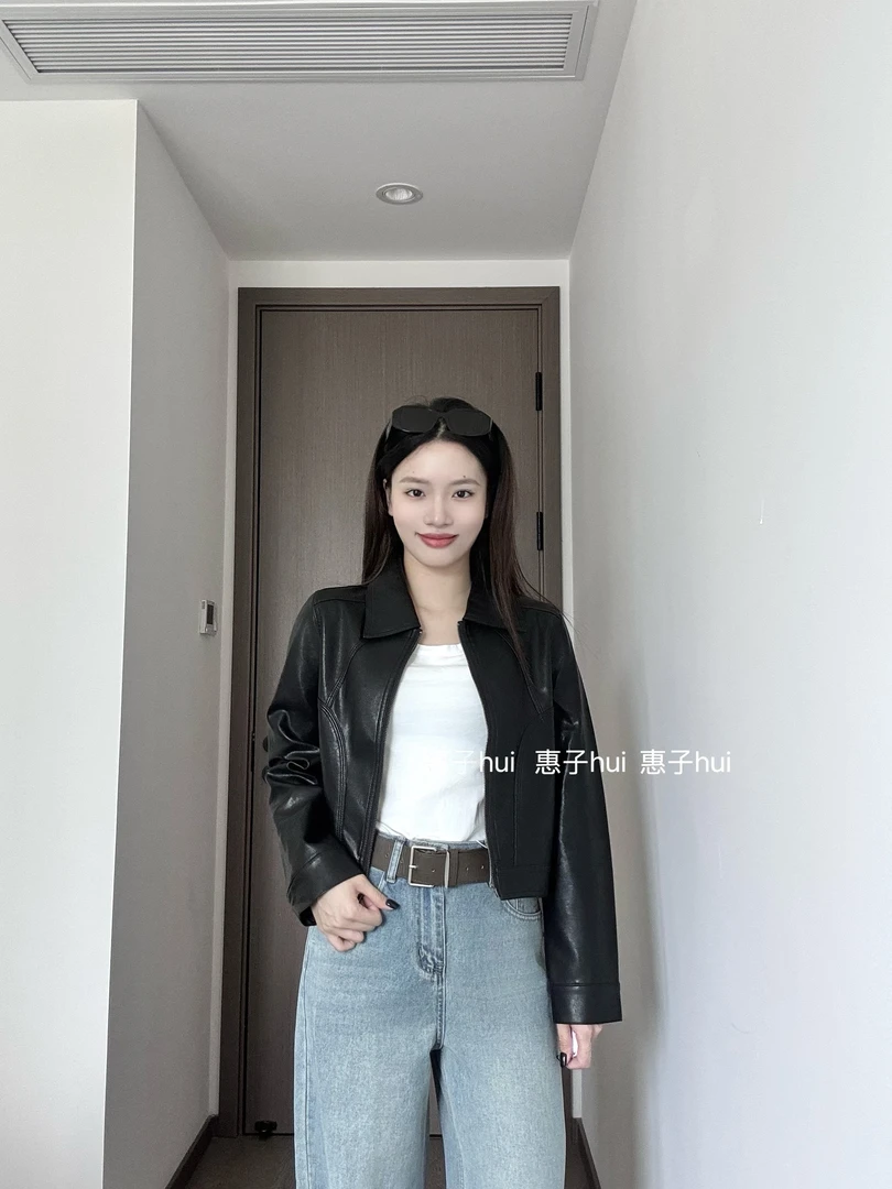 【88102】2025秋季新款短款皮衣外套 时尚翻领外套 洋气短款皮衣