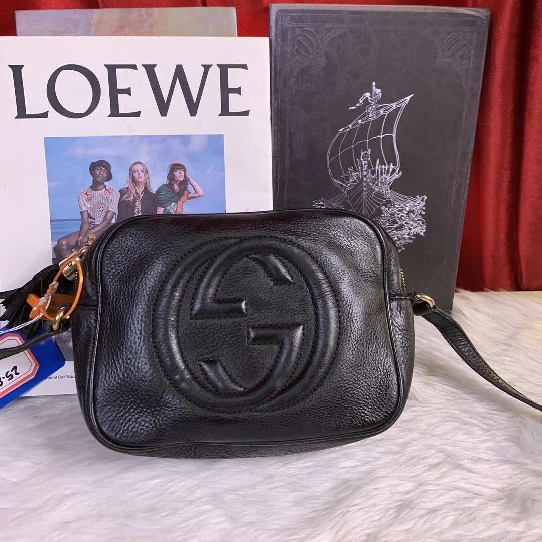 95新 GUCCI/古驰 黑色双G相机包/EE09810055/0055/护