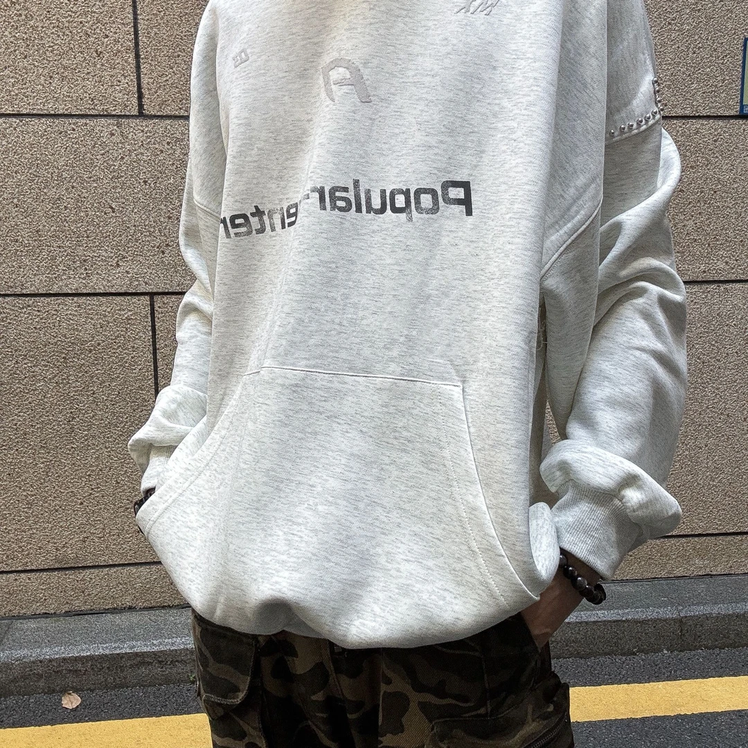 11LEVEN小众钉珠连帽卫衣2025新款秋装美式高街设计潮流男女同款