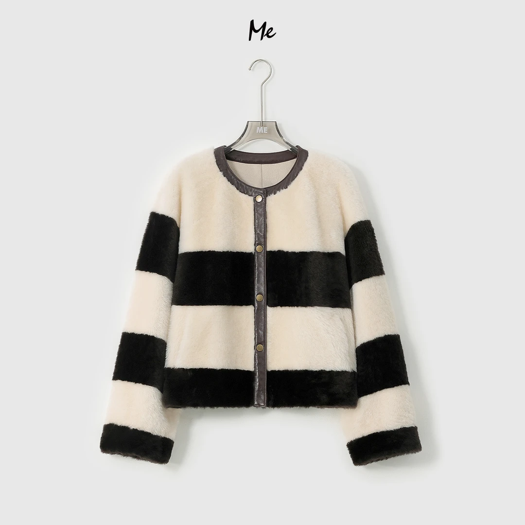 ME【美国进口小企鹅皮草】进口皮毛一体老钱时尚百搭皮草MESA3795